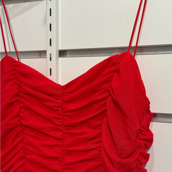 Hello Molly Red Ruched Mini Dress - Picture 2 of 4